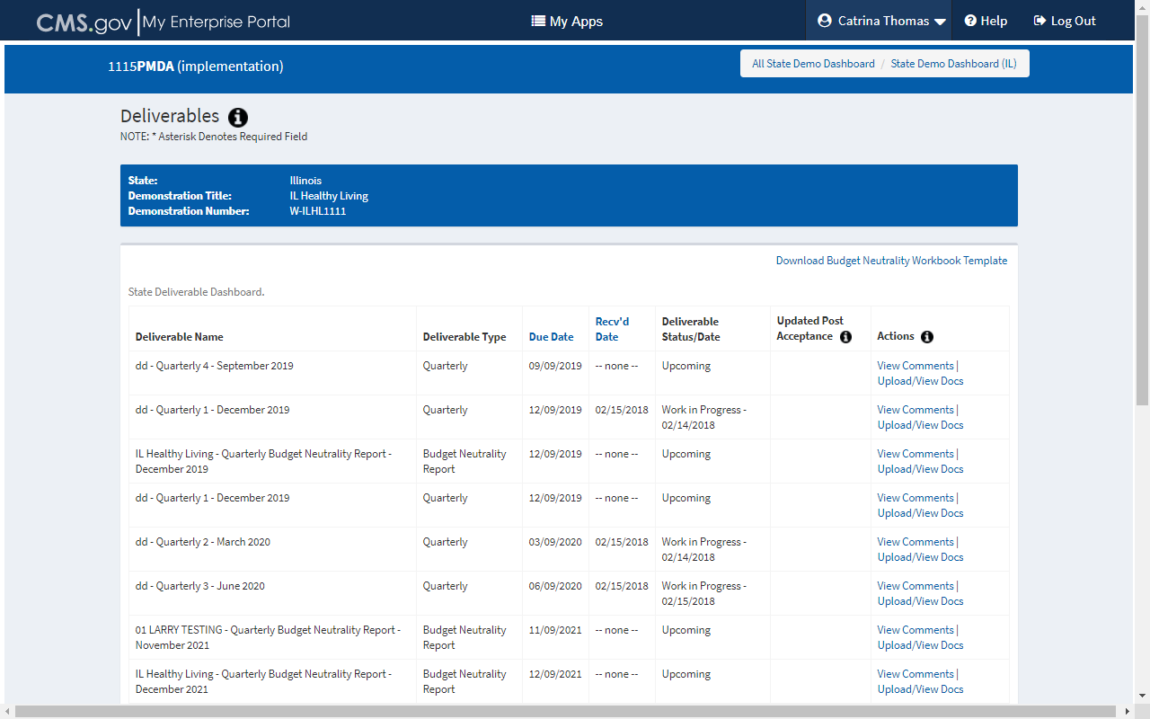 Figure: Deliverables page
