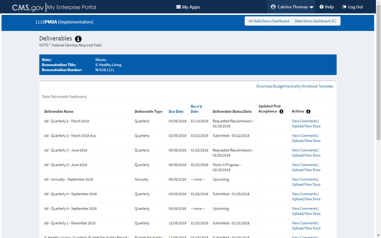 Figure: Deliverables page