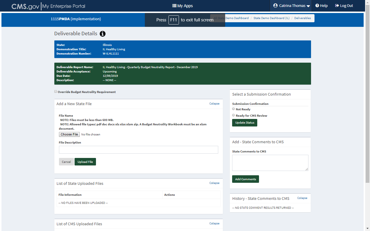Figure: Deliverable Details page